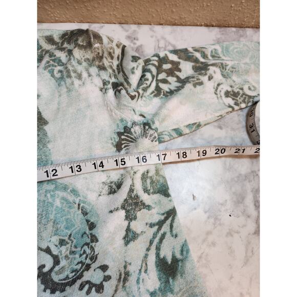 Chico's Women's Green Paisley Long Sleeve Open Front Cardigan Sweater Size S - Picture 5 of 6